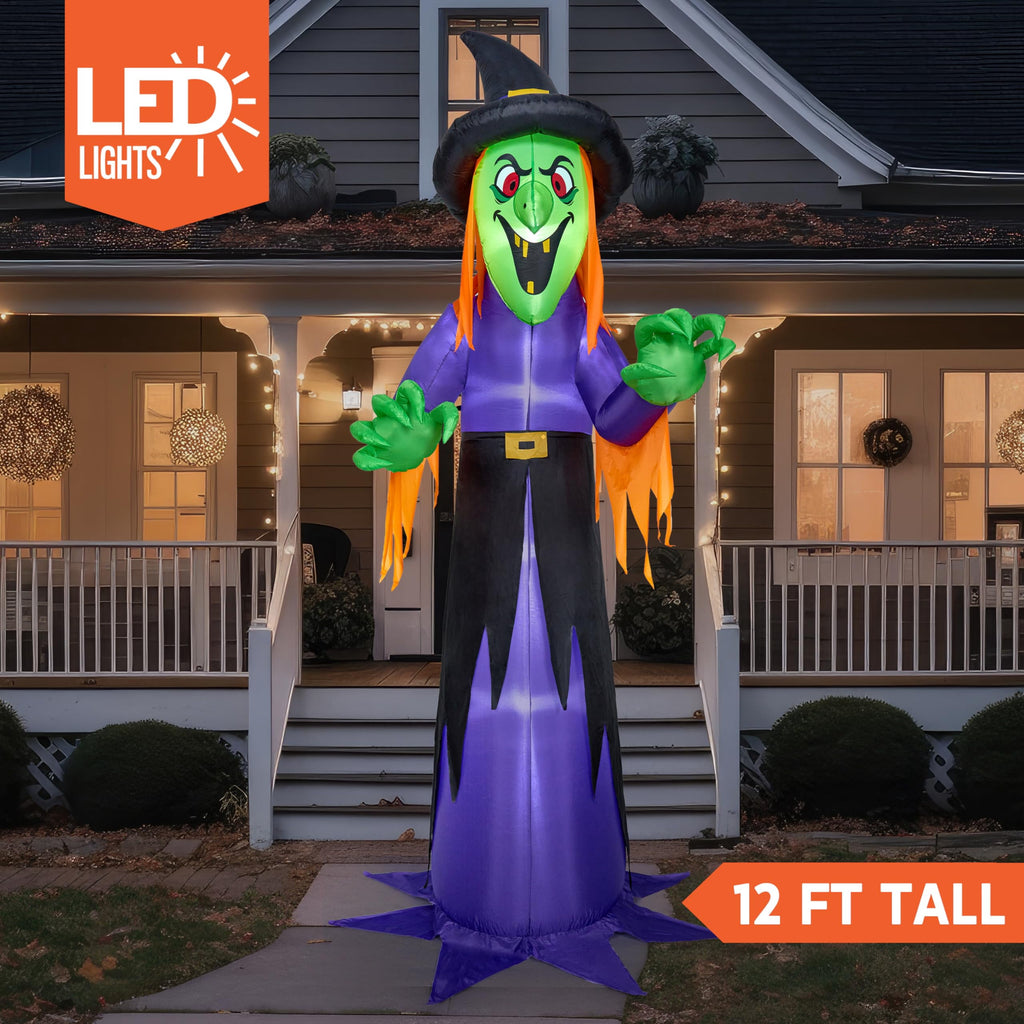 Joyfy 9 ft Halloween Inflatables Pumpkin Skeleton Decorations with Built-in LED Lights,Large Blow Up Decoration for Yard Lawn Garden Indoor Outdoor, Pumpkin Skeleton Inflatable Decoration