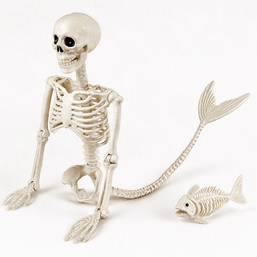 36inch Halloween mermaid skeleton, with flexible joints, can be posed and hung, suitable for Halloween indoor and outdoor decorations, parties, horror scenes and other occasions