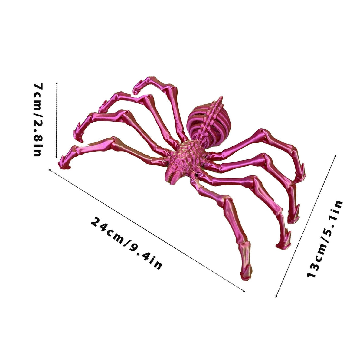 3D Printed Hell Skeleton Wolf Spider, Movable Contraction Spider Toy Ornament, Halloween Spider Decorations, Desktop 3D Printed Wolf Spider Toy for Halloween Decor