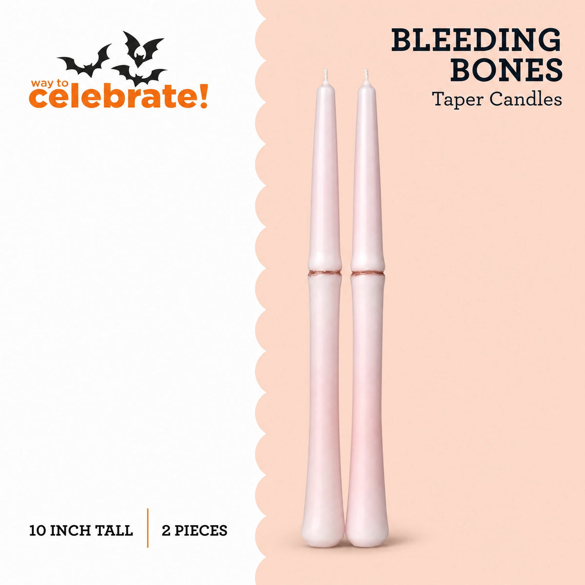 Bleeding Bones Taper Candles, 10", 2 Pieces, Halloween by Way To Celebrate