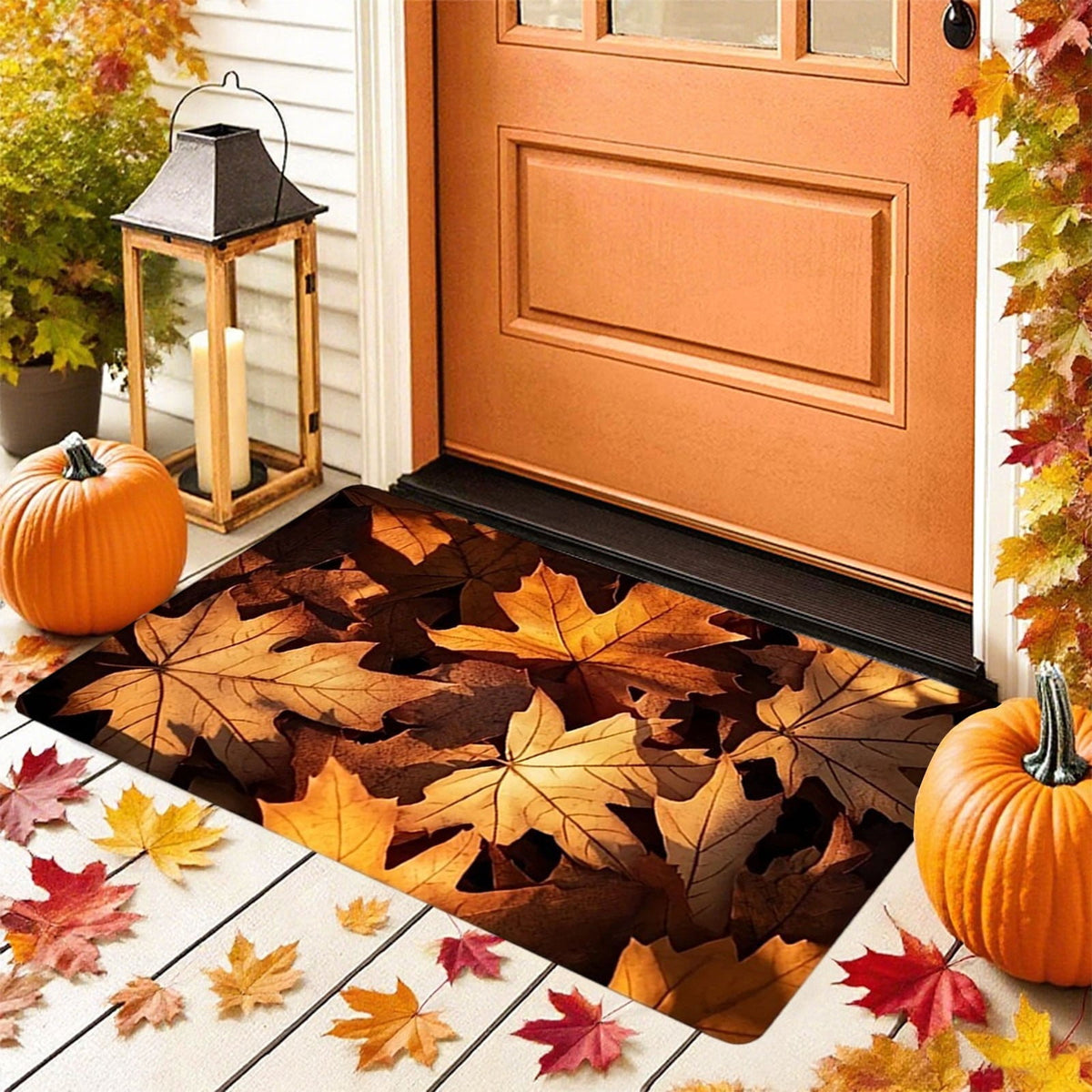 Non-Slip Fall Doormat - Absorbent Entrance Rug Waterproof Porch Mat Skid-Resistant Floor Protector Seasonal Home Decor Gift Idea(A)