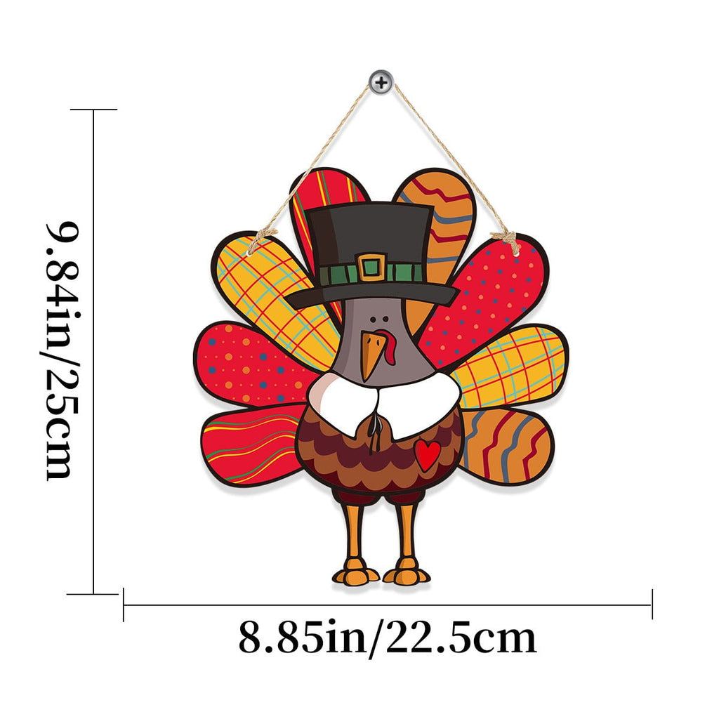 Thanksgiving Decoration Wooden Turkey Pumpkin Door Wreath for Front Door Sign Wall Signs, Thankful Blessed Grateful Pumpkin Sign Hanging for Fall Autumn Harvest Home Halloween Decoration