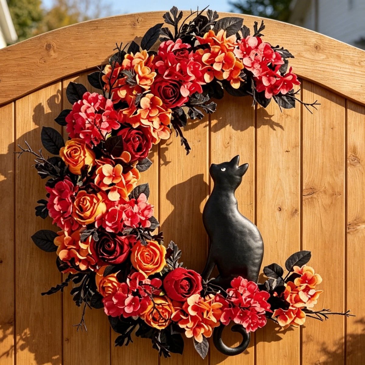 Hotyverty Halloween Wreath for Front Door, 13.77 Inch, Skull With Black Bow Wreath Halloween Decorations For Covered Outdoor Door & Farmhouse Gothic Home Ornament