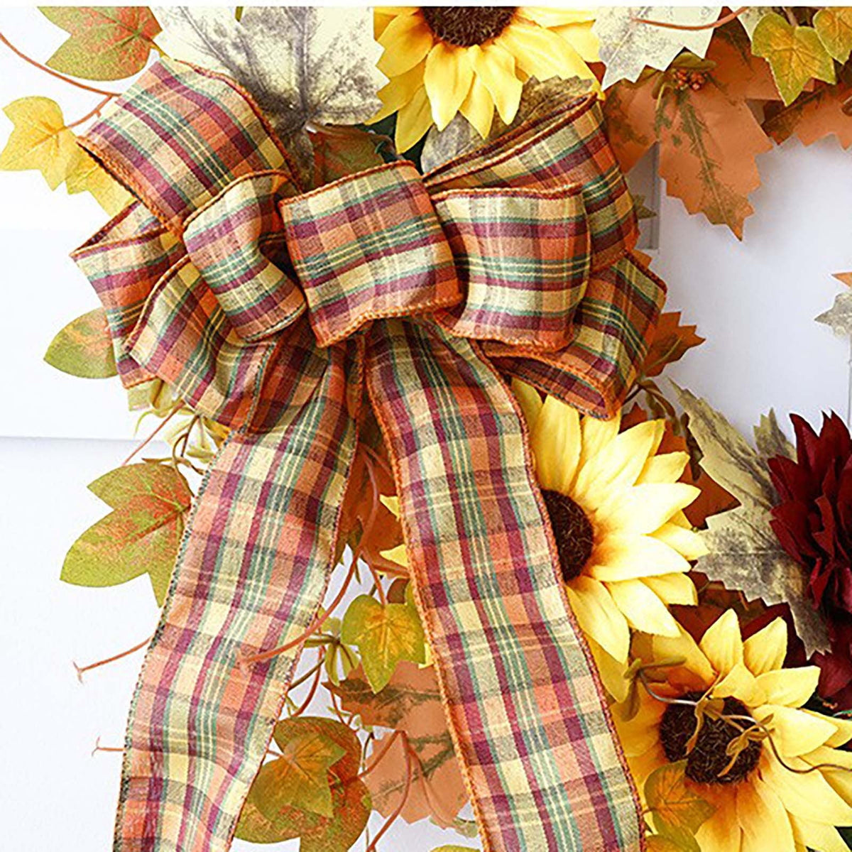 Autumn Wreath 14 Inch Fall Decor for Home Front Door with Artificial Maple Leaf Pumpkin Berry Pinecone Harvest Thanksgiving Halloween Farmhouse Seasonal Decorations Indoor Outdoor,