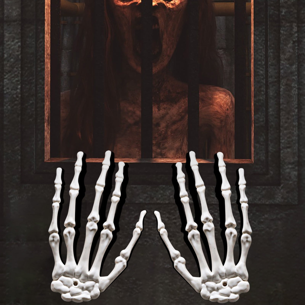 Darzheoy 2 Pack Halloween Skeleton Hands Realistic Life Size Skeleton Hands for Ghost Festival Halloween Themed Party Decoration Props (Right & Left)