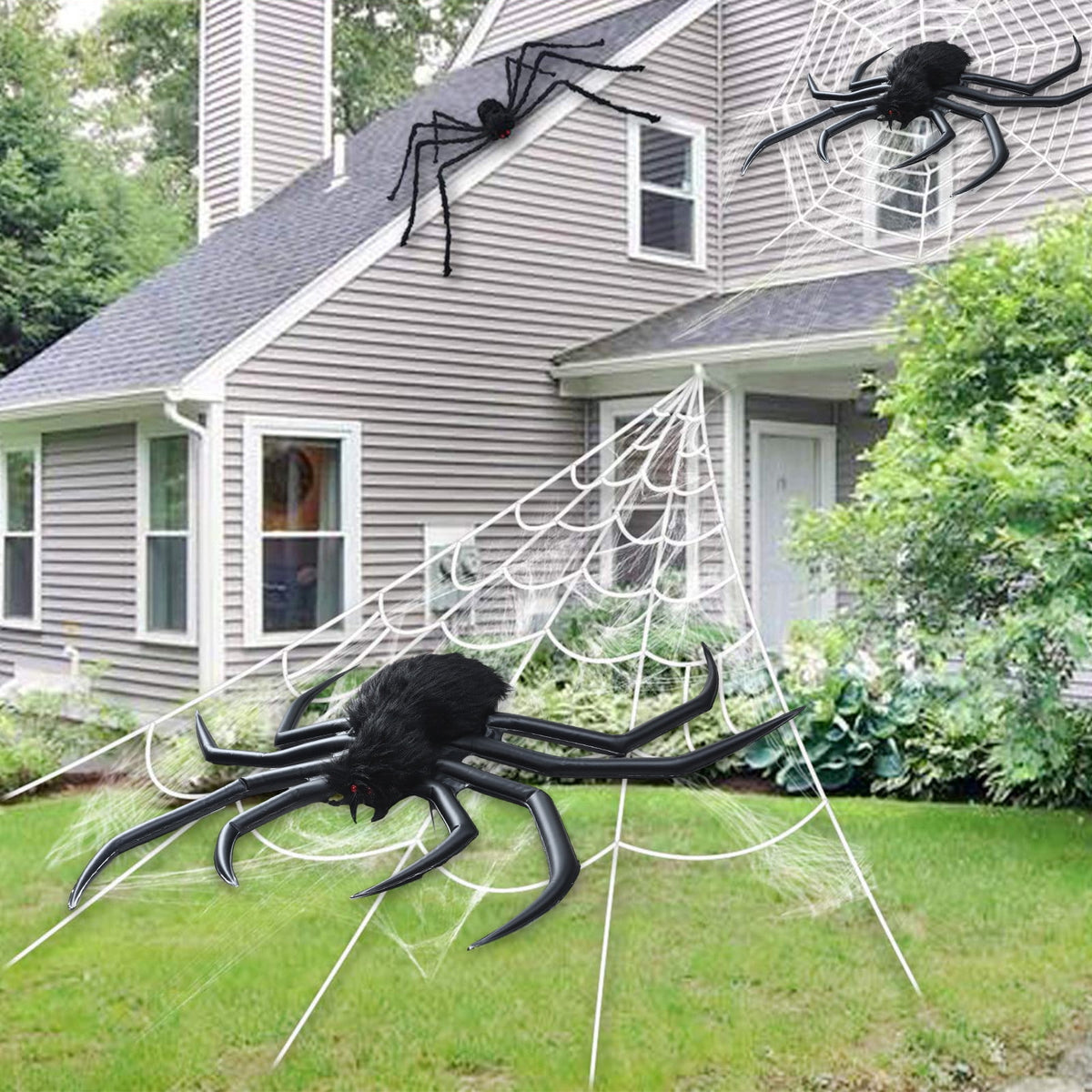 Halloween Inflatable Spider Halloween Outdoor Decorations Hairy Black Spider Scary Giant Spider Indoor Outdoor Blowup Spider Decoration Props For Halloween Yar