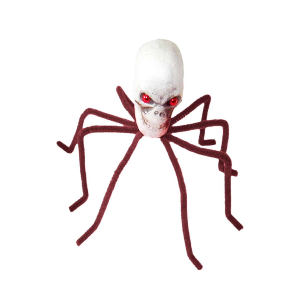 Halloween Skull Head Spider Decoration 11.81inch Creepy Skeleton Spider Decoration with Crossed Bones ABS Plastic Indoor Outdoor Party Layout Supply for Spooky Scene Decor