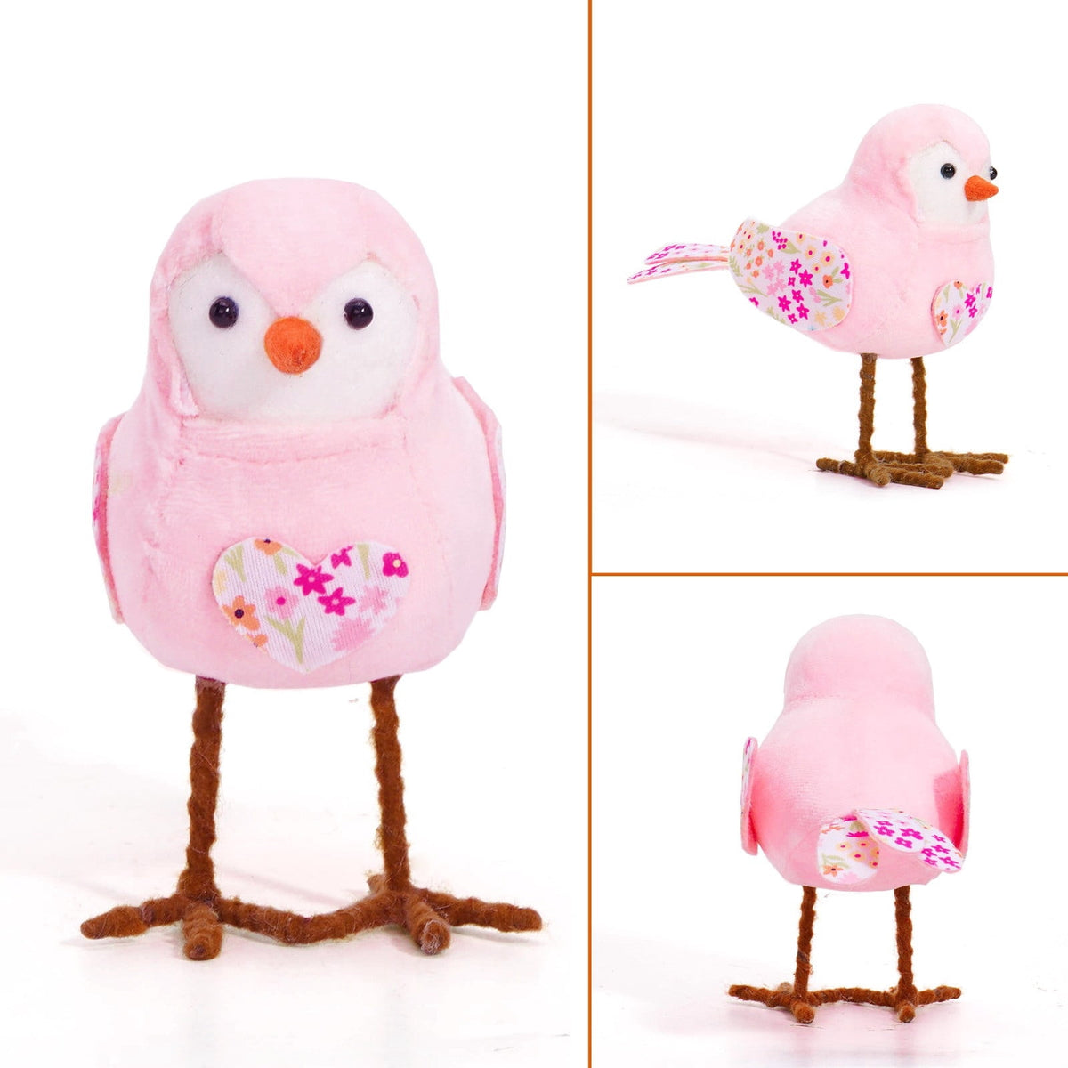 Chanana Easter Plush Bird Decorations Bird Figurines Table Ornament Cute Sparrow Fabric Sparrow Ornaments Centerpieces Table Tiered Tray Fireplace Spring Home Decor Tabletop Holiday Decorations
