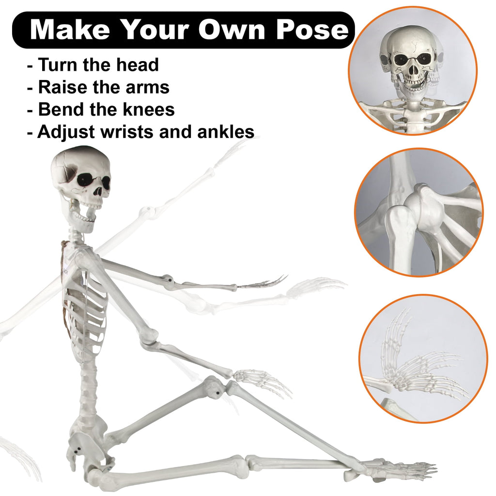 Gamexcel Scary Props Decoration, with Bag, Halloween Skeleton Bones Skull, Life Size, for Graveyard Scene Haunted Houses, 35 Pieces