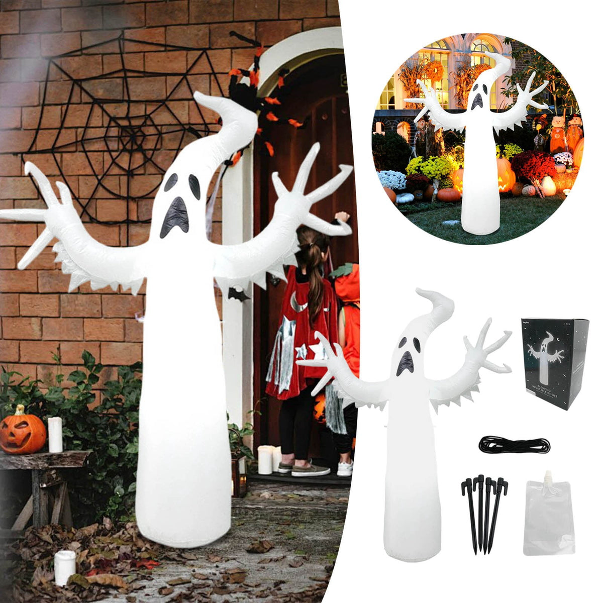 SUYOLL Halloween Decorations Indoor Inflatable Decorations 6FT Glowing Scary Party Yard Decoration Desktop Ornament Prop Decal