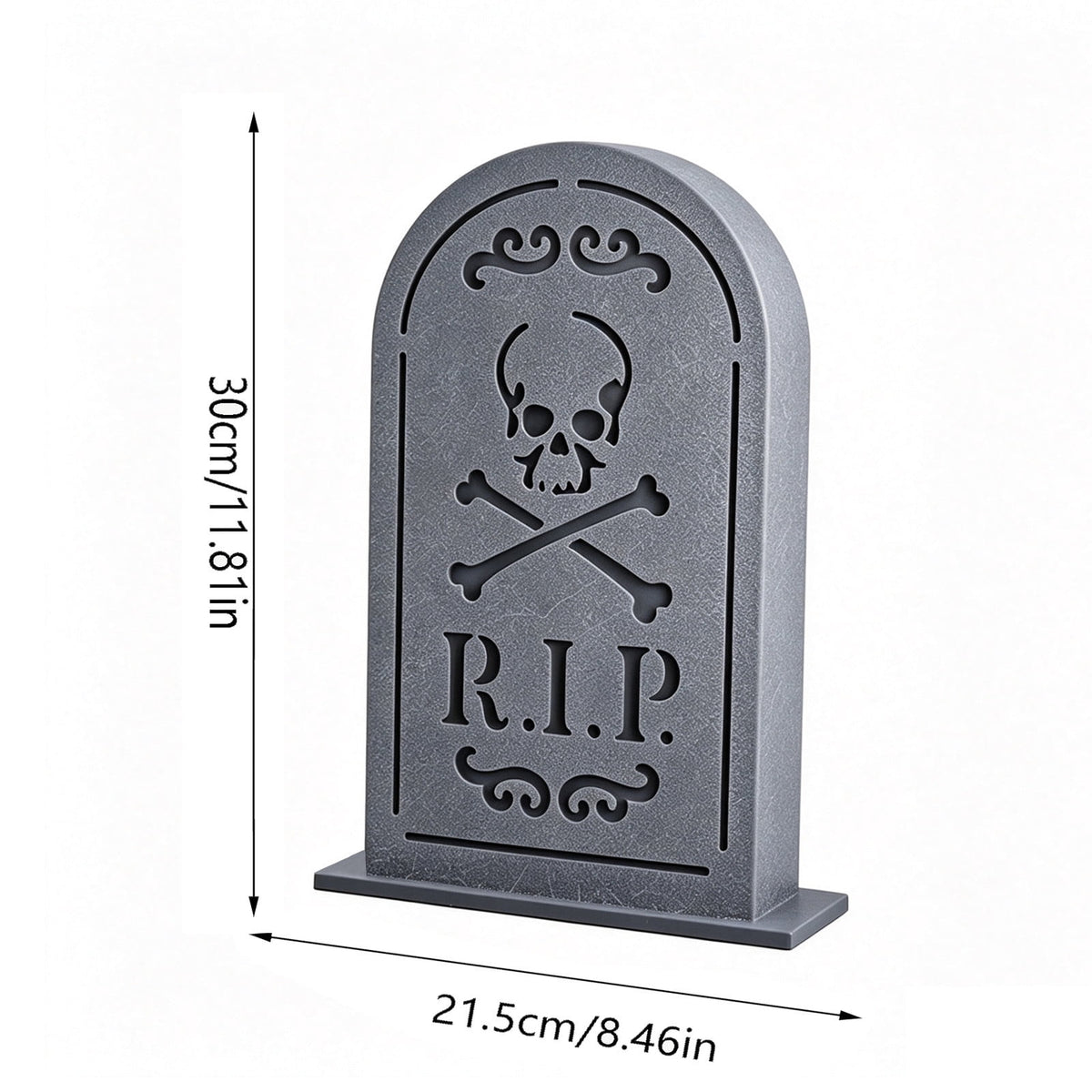 AURIGATE Lit Halloween Tombstone Decoration, Resin Light Up Tombstone with Skeleton Hands, for Tabletop Mantel Spooky Party Decor