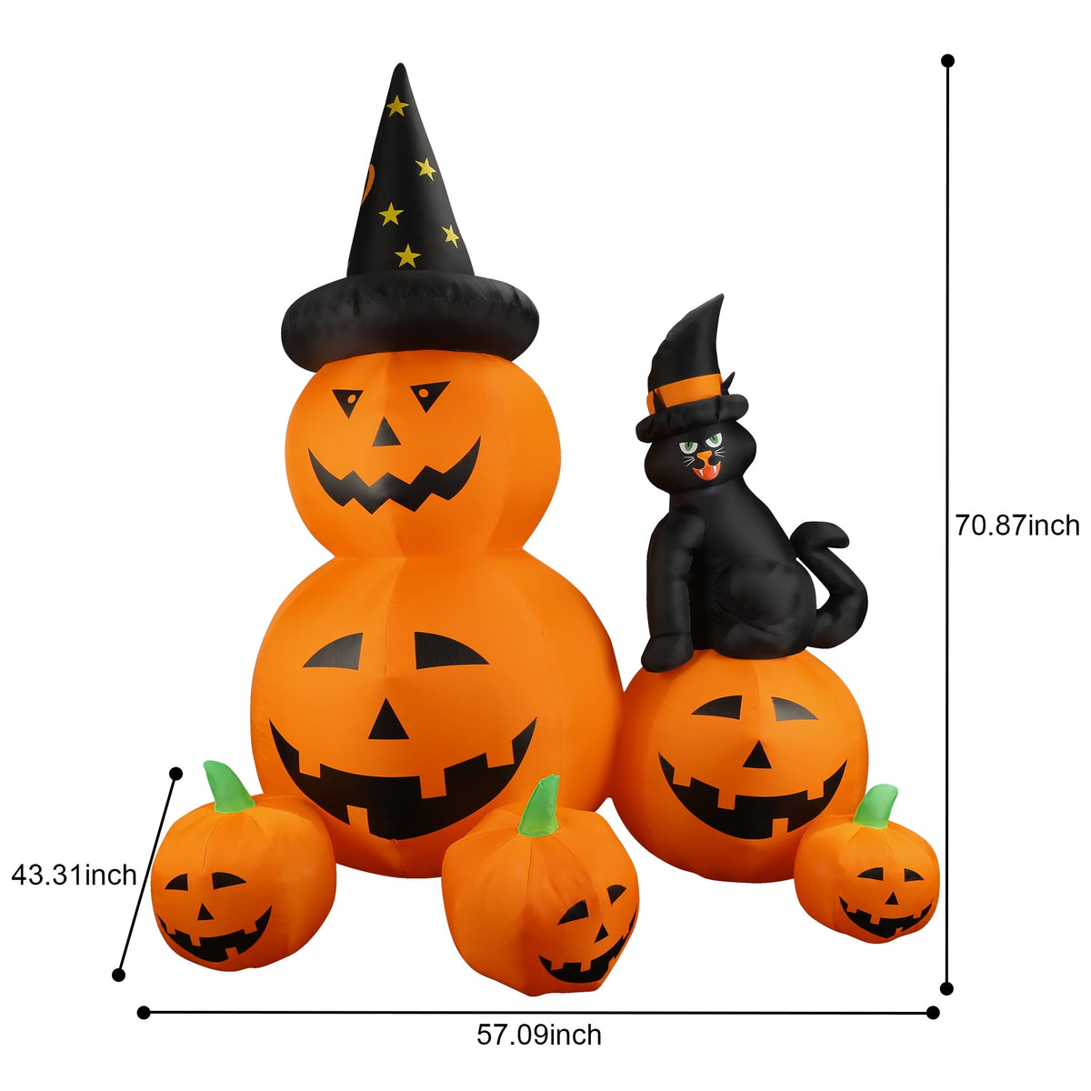 MAGOTAN 8 ft Halloween Inflatable Pumpkin Halloween Inflatable Pumpkins Ghost Tombstone Outdoor Yard Decoration Build-in 7 LED White Lights