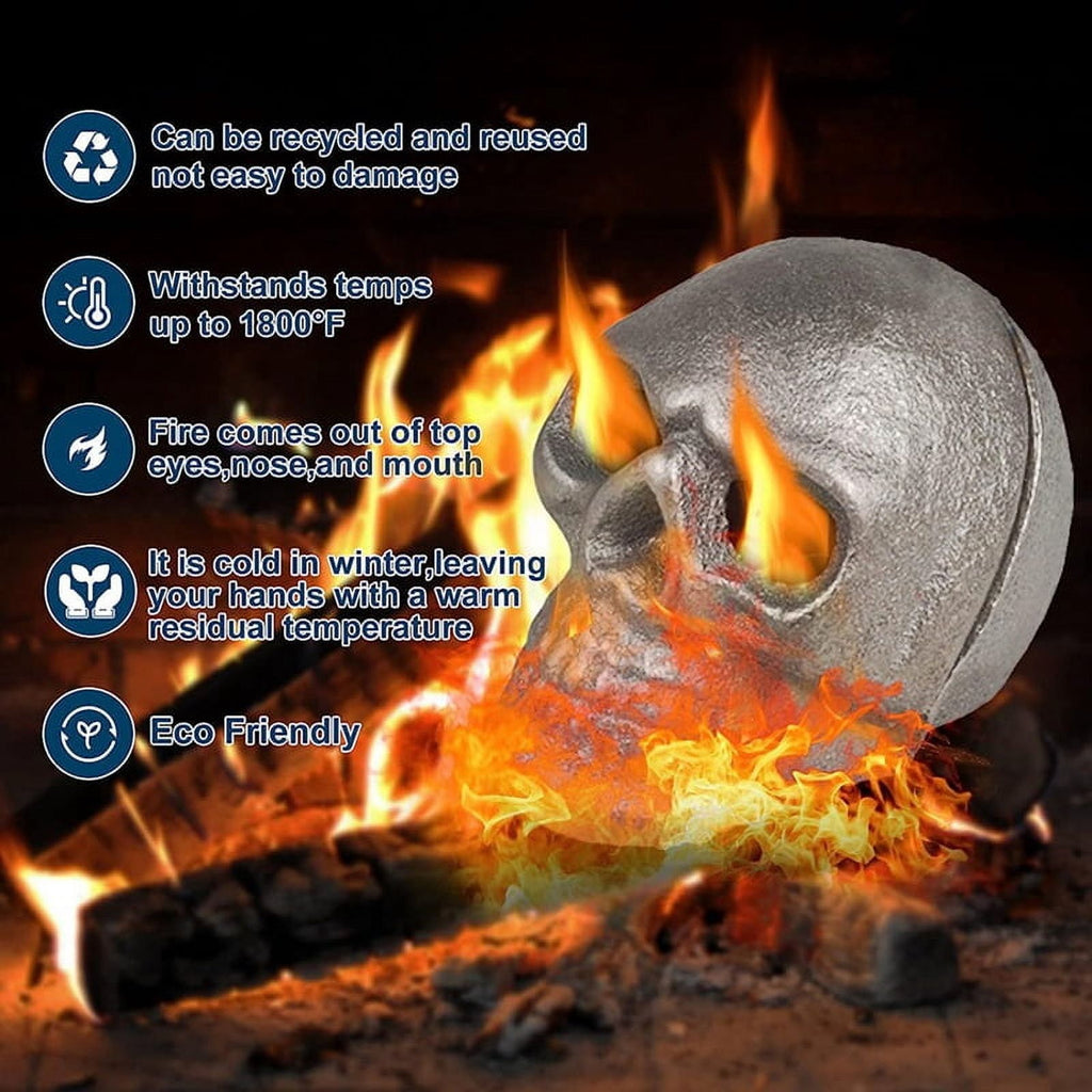 3PCS Lava Skull Rocks Skull for Fire Pit Skeleton Fire Pit Heads Halloween Skull Shaped Fire Stones