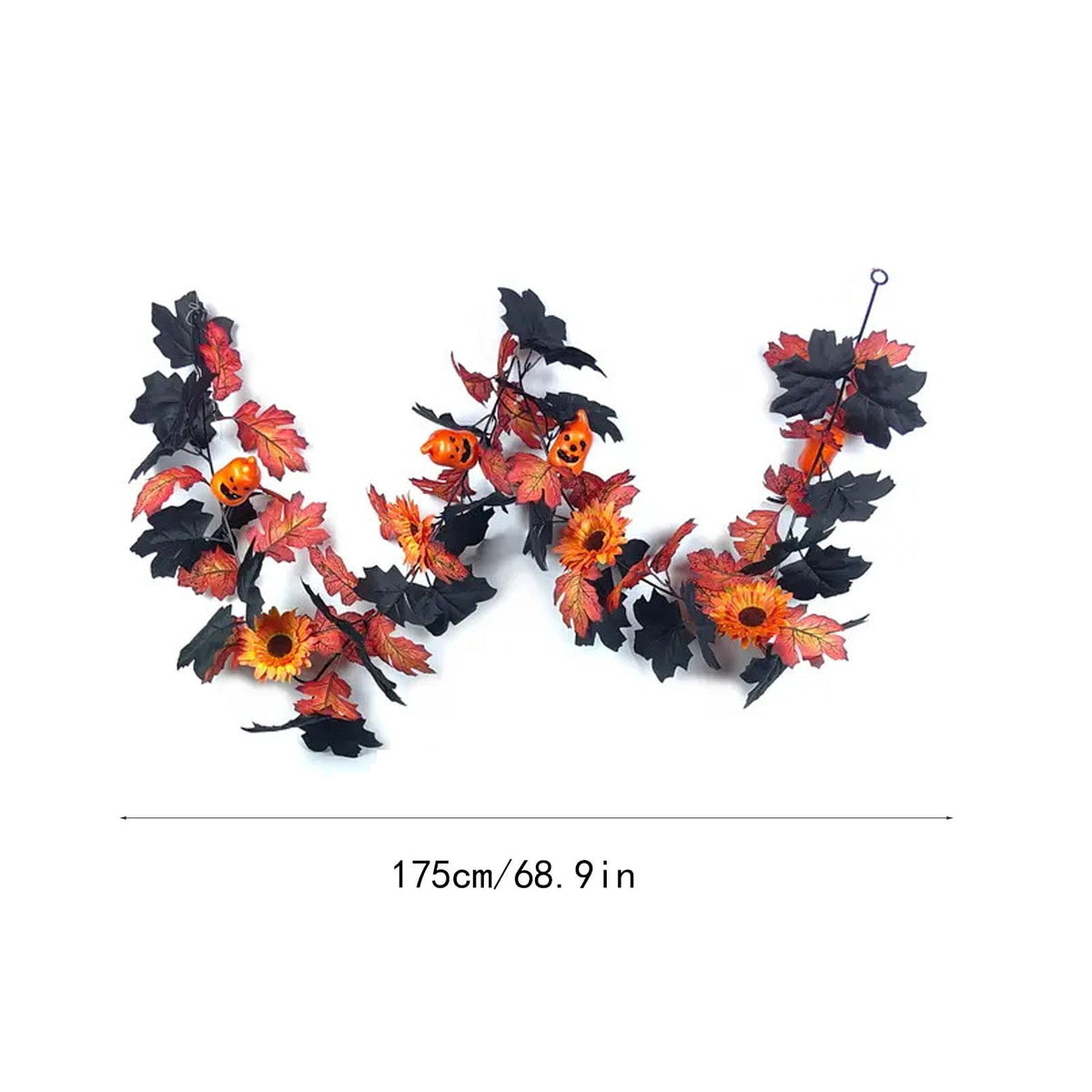 Chmadoxn 78.74" Halloween Thanksgiving Maple Leaf Garland with Mini Pumpkins & Berries, Artificial Fall Leaves Vine for Mantel Staircase Porch, Autumn Harvest Hanging Home Decor