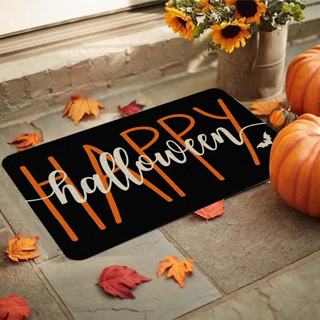 TOPRenddon Halloween Door Mat, Outdoor Front Door Decorative Doormat 16" x 24", Spider Web Bones Welcome Doormats, Non-Slip Rubber Mats Washable Carpet for Porch, Entryway, Indoor, Bathroom, Kitchen
