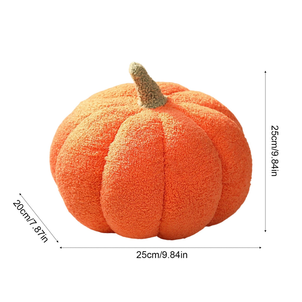 Yhmxh Soft Fluffy Pumpkin Throw Pillow, 3D Plush Sherpa Stuffed Pumpkin Cushion Decor, Cute Autumn Harvest Pumpkin Shaped Plush Toy for Sofa Couch Bed Farmhouse Thanksgiving Halloween Party Decor