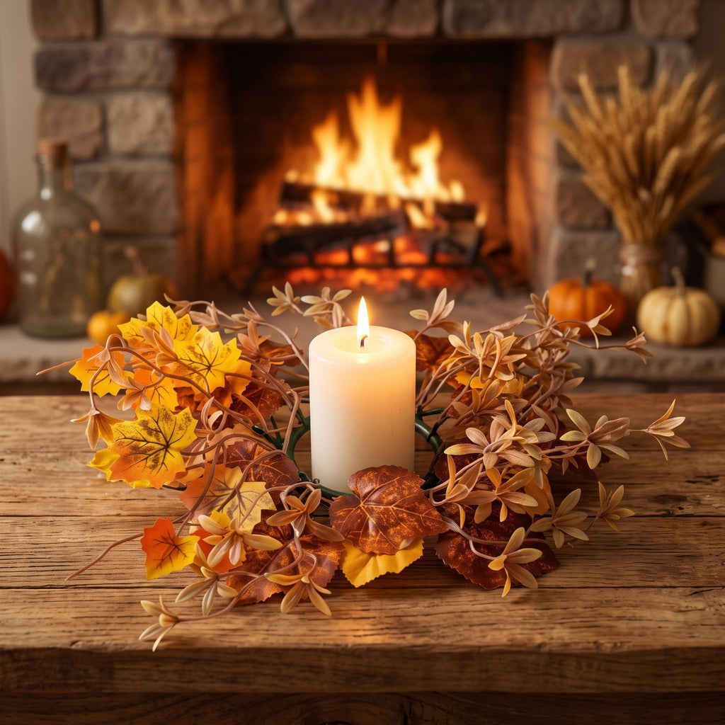 Small Fall Gradient Wreath for Front Door, Multicolor Artificial Autumn Wreaths Thanksgiving Decor for Home, Fall Halloween Decorations, Outdoor Indoor Farmhouse Wall Decor Year Round, E