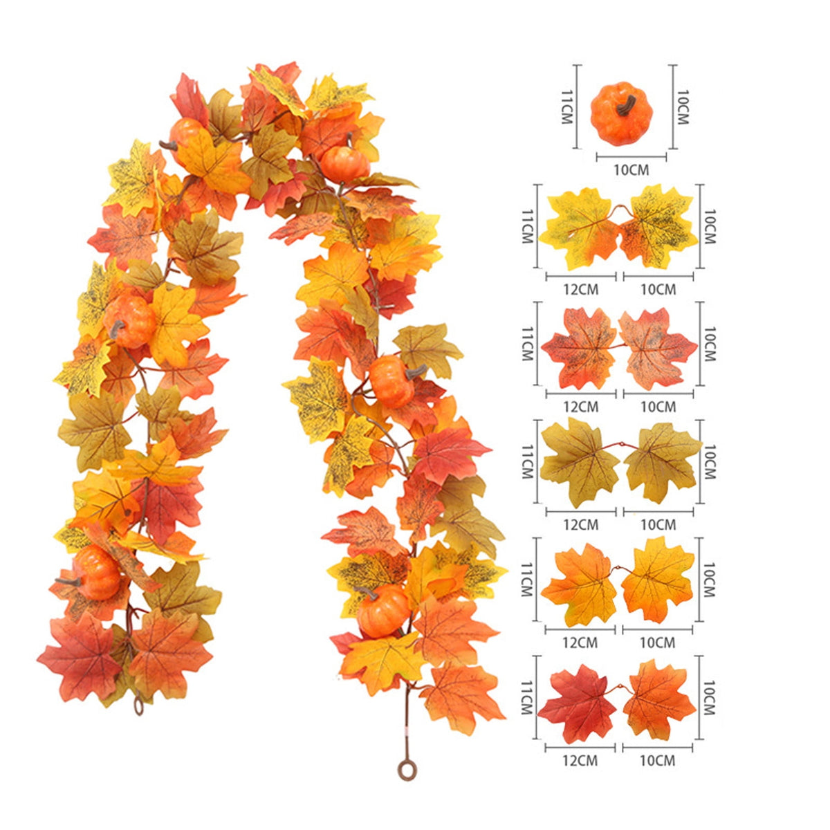 Sruoe Simulation Maple Leaf and Rattan Fall Garland for Holiday Stair Door, Greenery Garland for Garden Home Wall, Fake Plants Wreath Decoration for Thanksgiving Halloween, Orange