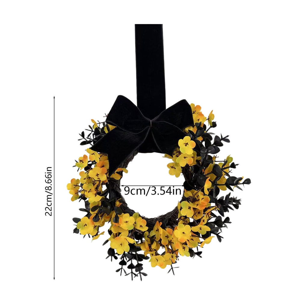 Hotyverty Halloween Wreath for Front Door, 13.77 Inch, Skull With Black Bow Wreath Halloween Decorations For Covered Outdoor Door & Farmhouse Gothic Home Ornament