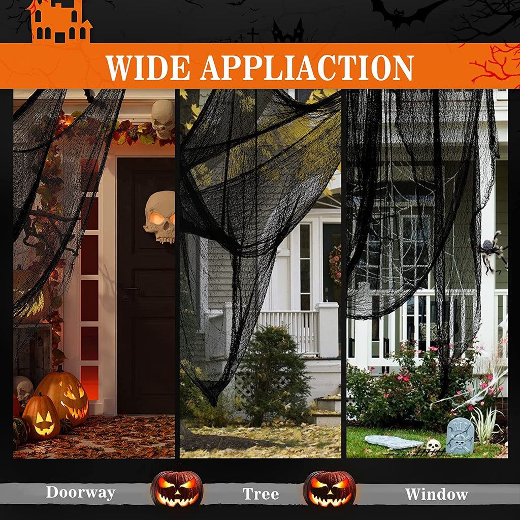 5 Pack Halloween Creepy Cloth 30×72 inch - Halloween Decorations Black Gauze - Creepy Spooky Halloween Fabric Cloth for House Yard Haunted House Halloween Party Indoor Outdoor Decorations