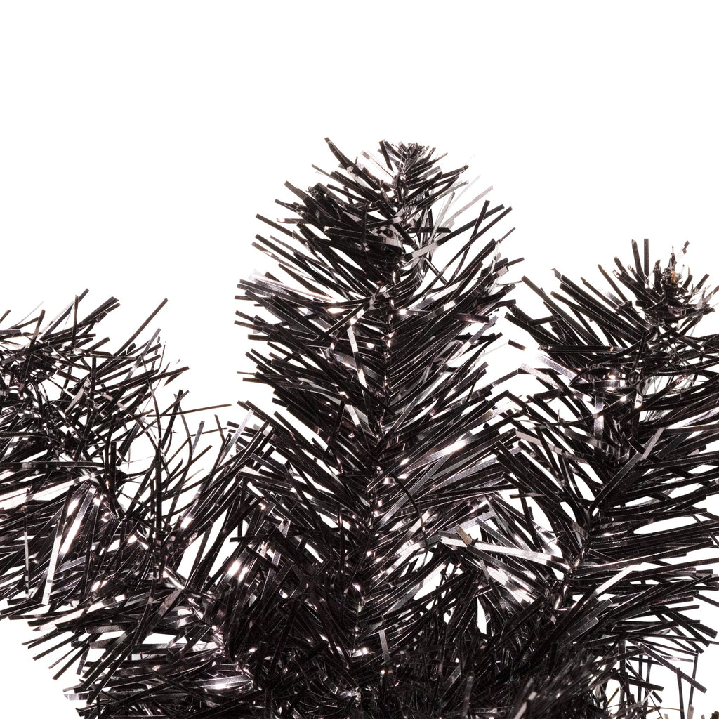 Northlight Pre-Lit Artificial Halloween Tinsel Wreath - 24" - Black - Clear Lights