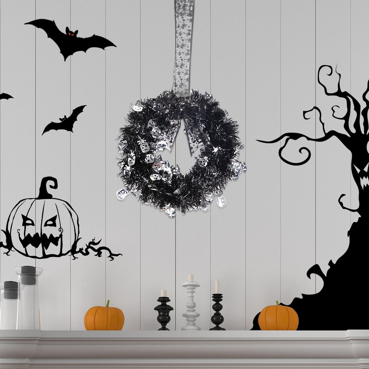 YIMWNYI Halloween Garland Wreath Decoration, Halloween Decor, Halloween Door Wreath, Indoor Outdoor Decoration, Fall Decor, Festive Wreath for Home