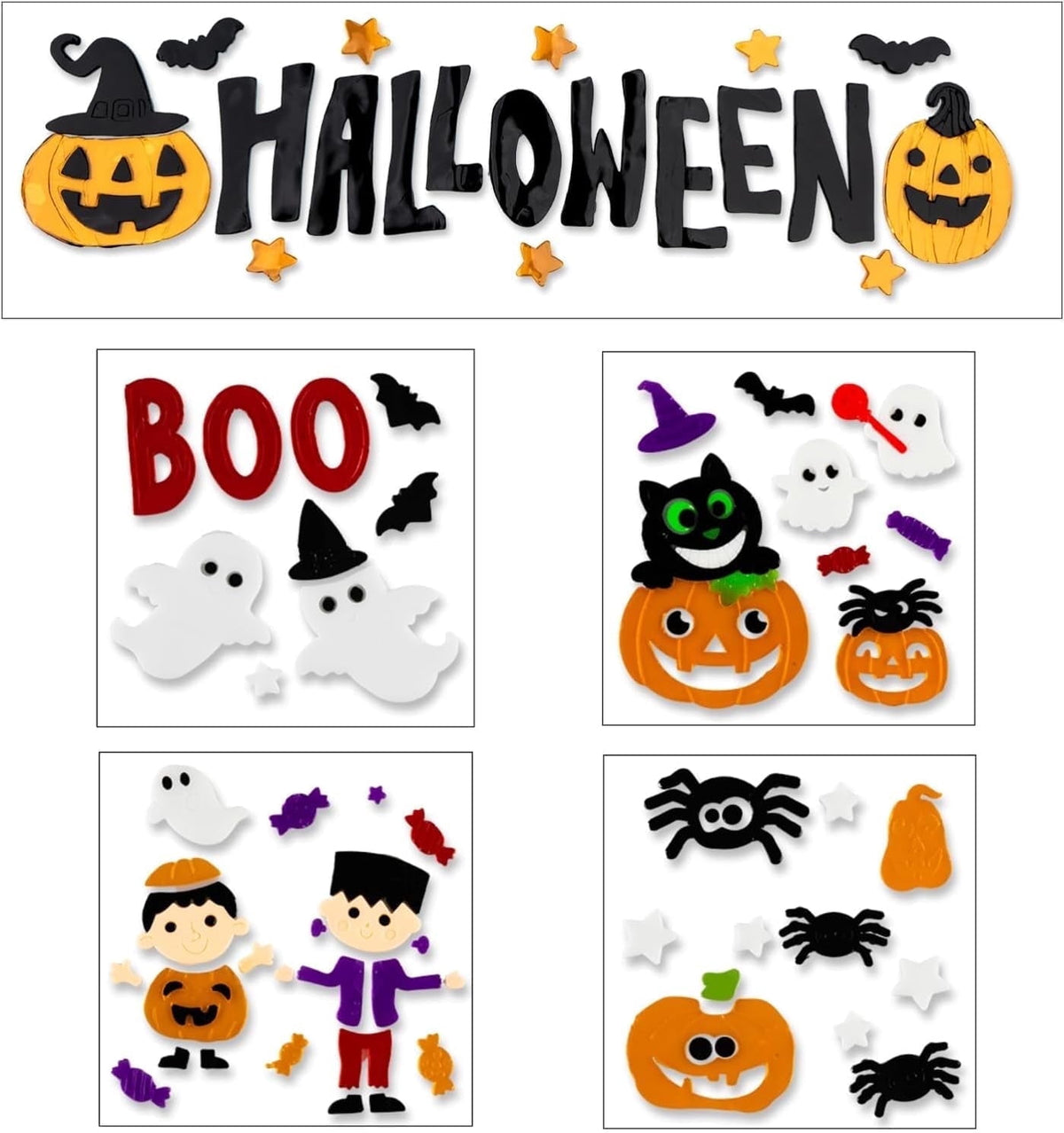 5 Pcs Halloween Window Clings Gel Reusable Static Halloween Window Decorations for Office, Classroom, Fridge, Halloween Window Stickers, Vibrant Halloween Decor (Witch)