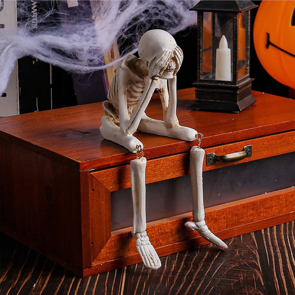 Dmlowu Animal Skeletons Halloween Decorations, 3.5x8" Plastic Halloween Skeleton for Home Decor, Spooky Human Skeleton for Halloween Decorations Outdoor & Infoor