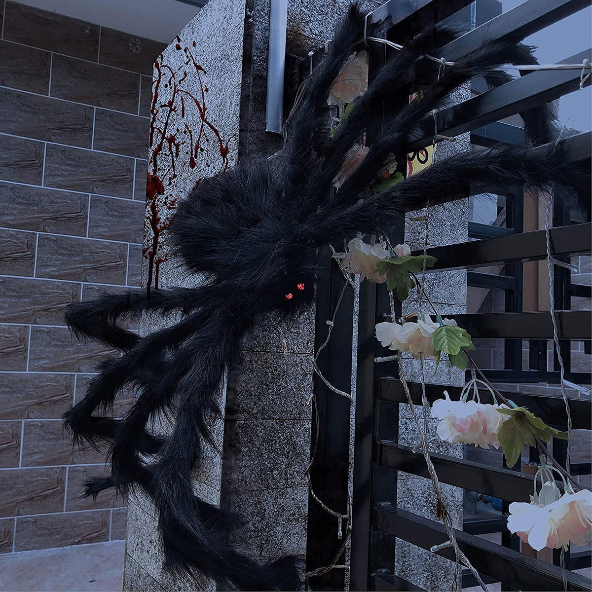 Ayieyill 79 In Giant Spider Halloween Decorations Outdoor, Scary Large Spider for Halloween Yard Decorations, Haunted House Props, 1pc