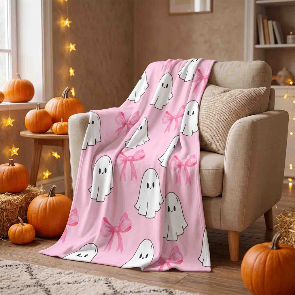 Halloween blanket,Halloween Print Throw Blanket Flannel Soft Cozy Decorative Nap Blanket with Ghost Pumpkin Skull for Office Bedroom Sofa Camping Travel(100x150cm/39x59 Inch),Black