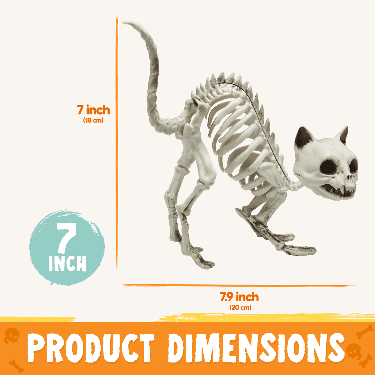 Joyfy 2 Pcs Cat Skeleton Halloween Decoration,7 Inch Posable Plastic Animals Halloween Skeleton for Indoor Outdoor Halloween Decorations,Haunted House Party Props