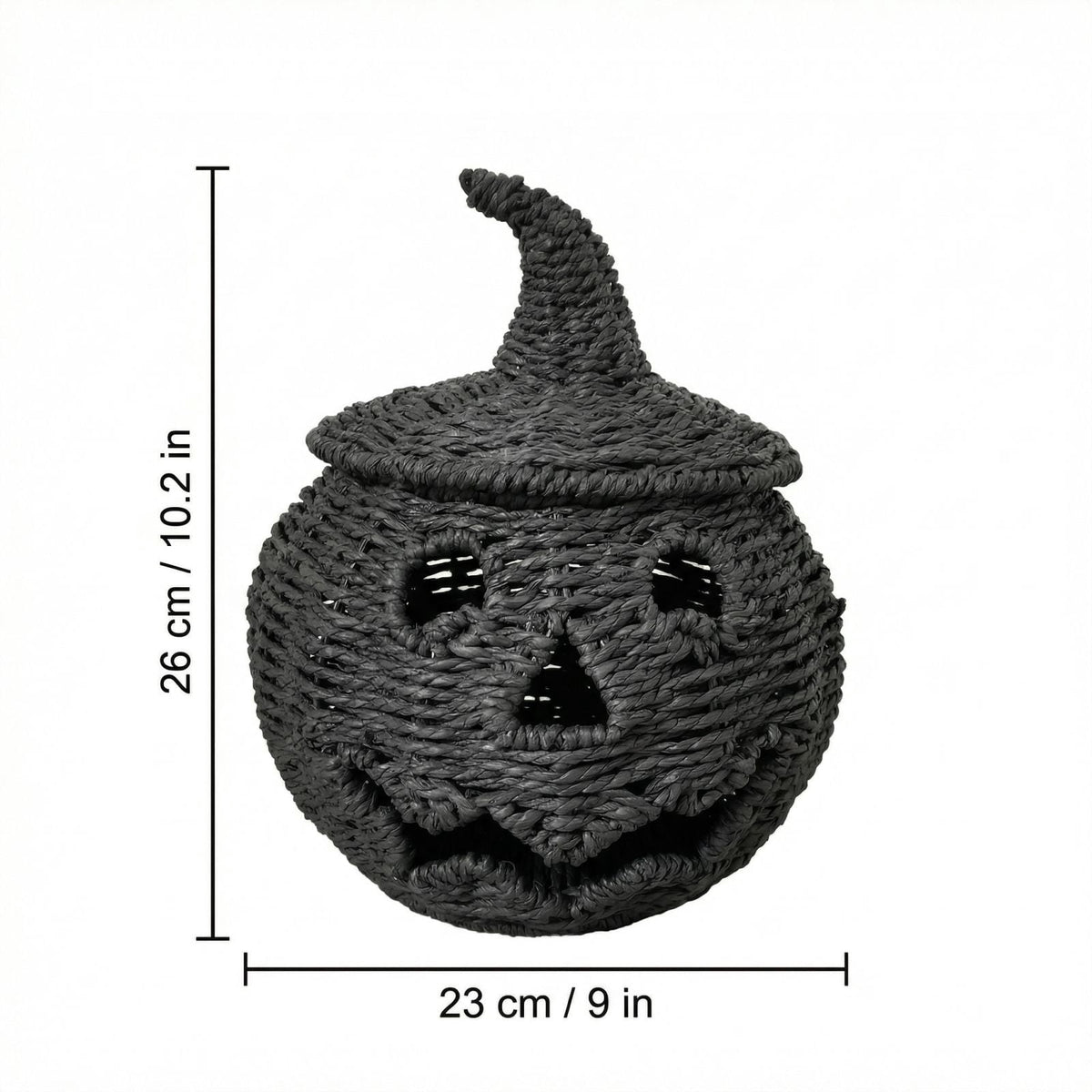 THOPBPRK 2026 Black Halloween Woven Pumpkin Jack-O'-Lantern, Halloween Decorations Pumpkin, USE LED Candle, Rattan Fall Halloween Decor for Home, 1Pack 11.8 Inch A