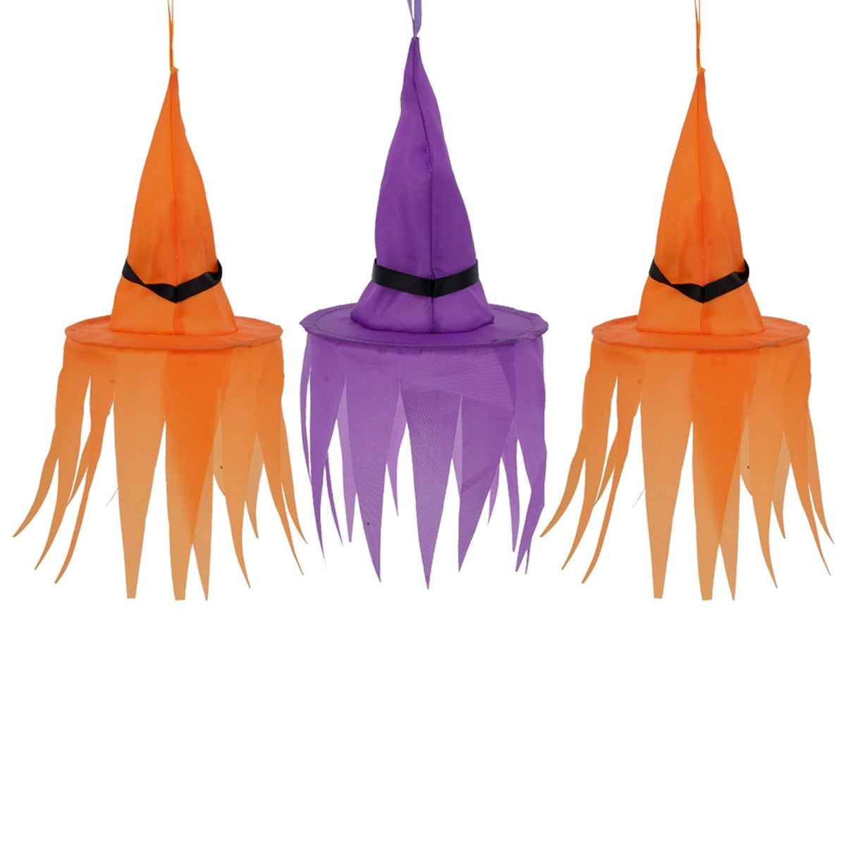 Light-Up Hanging Witch Hat Decorations, Orange and Purple, 6", 3 Count, Halloween by Way To Celebrate