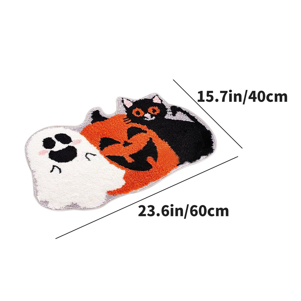 yulier Fall Pumpkin Bathroom Rug, Pumpkin Shape Bath Mat, Non-Slip Soft Kitchen Mat Doormat Orange Floor Mat Fall Decor, 24x16 Inch