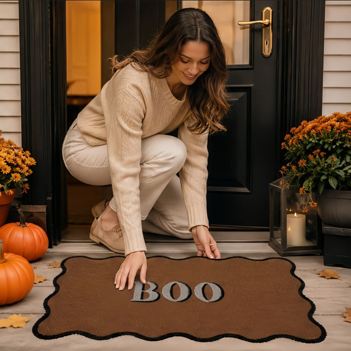 Clearance Natural/Black Floral Bird Outdoor Coir Doormat, 30" x 18"