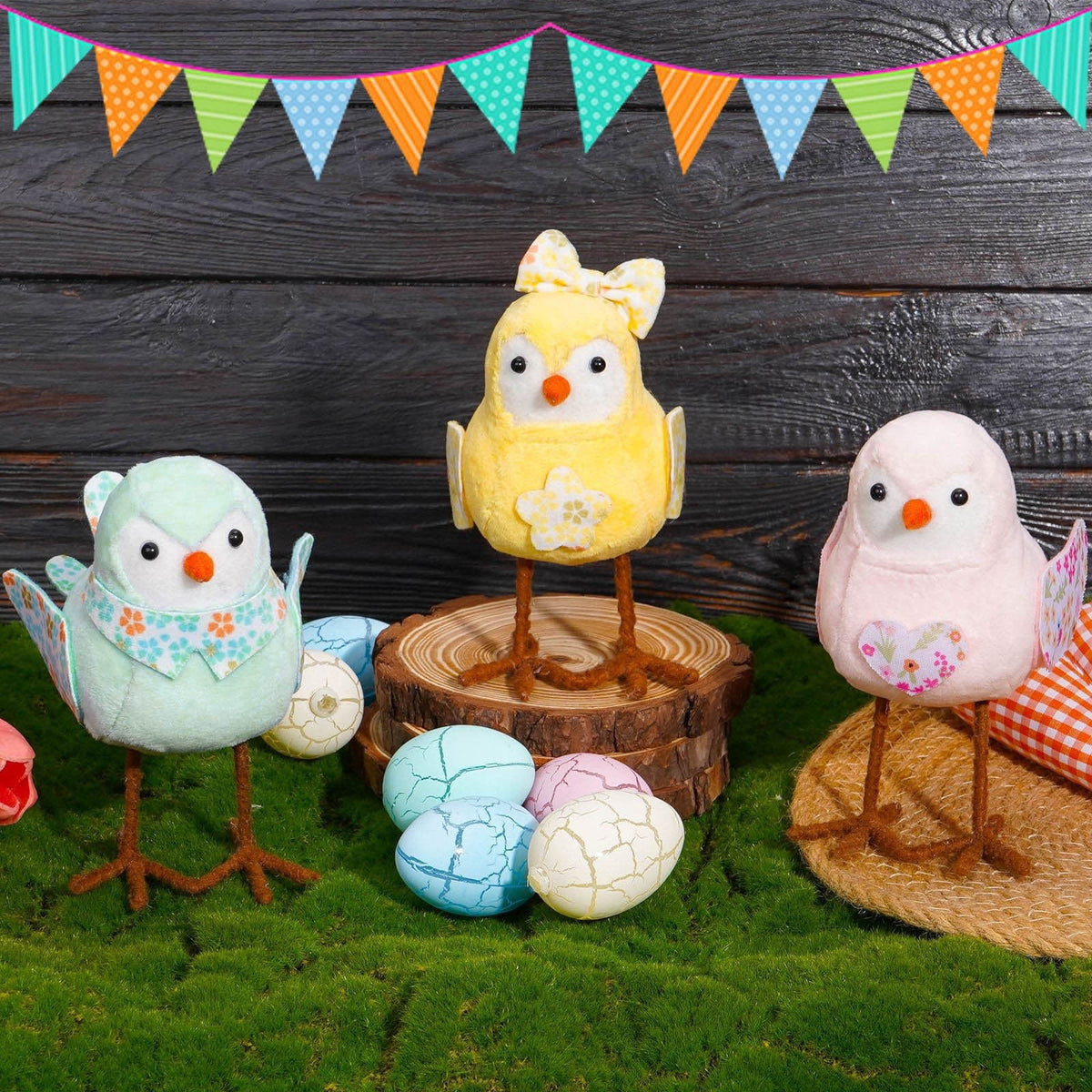 Chanana Easter Plush Bird Decorations Bird Figurines Table Ornament Cute Sparrow Fabric Sparrow Ornaments Centerpieces Table Tiered Tray Fireplace Spring Home Decor Tabletop Holiday Decorations