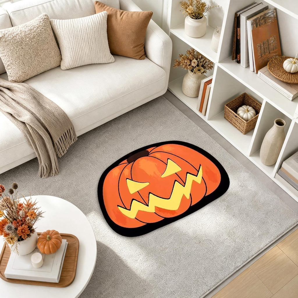 Halloween Door Mat Pumpkin Shaped Non-Absorbent Skidproof Mat 15.75x23.62in Polyester Skidproof & Weather Resistant for Front Door Porch Indoor Outdoor Halloween Door Mat by MPOISVA