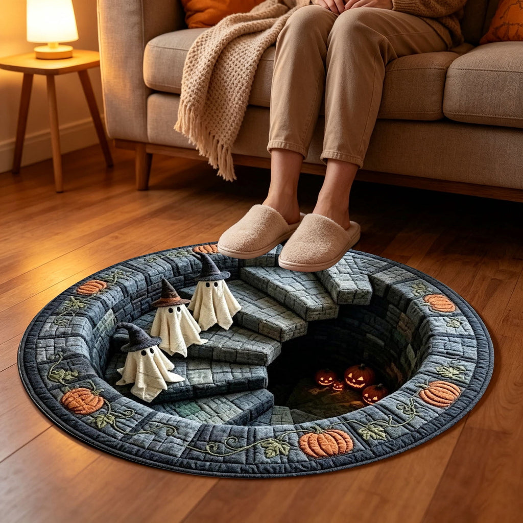 Win s Way 3D Illusion Round Halloween Rug Optical Illusion Doormat Non- Washable Entryway Decor Spooky Fall Front Door Mat for Party Decoration Available in 15.8/23.6/31.5 Inch