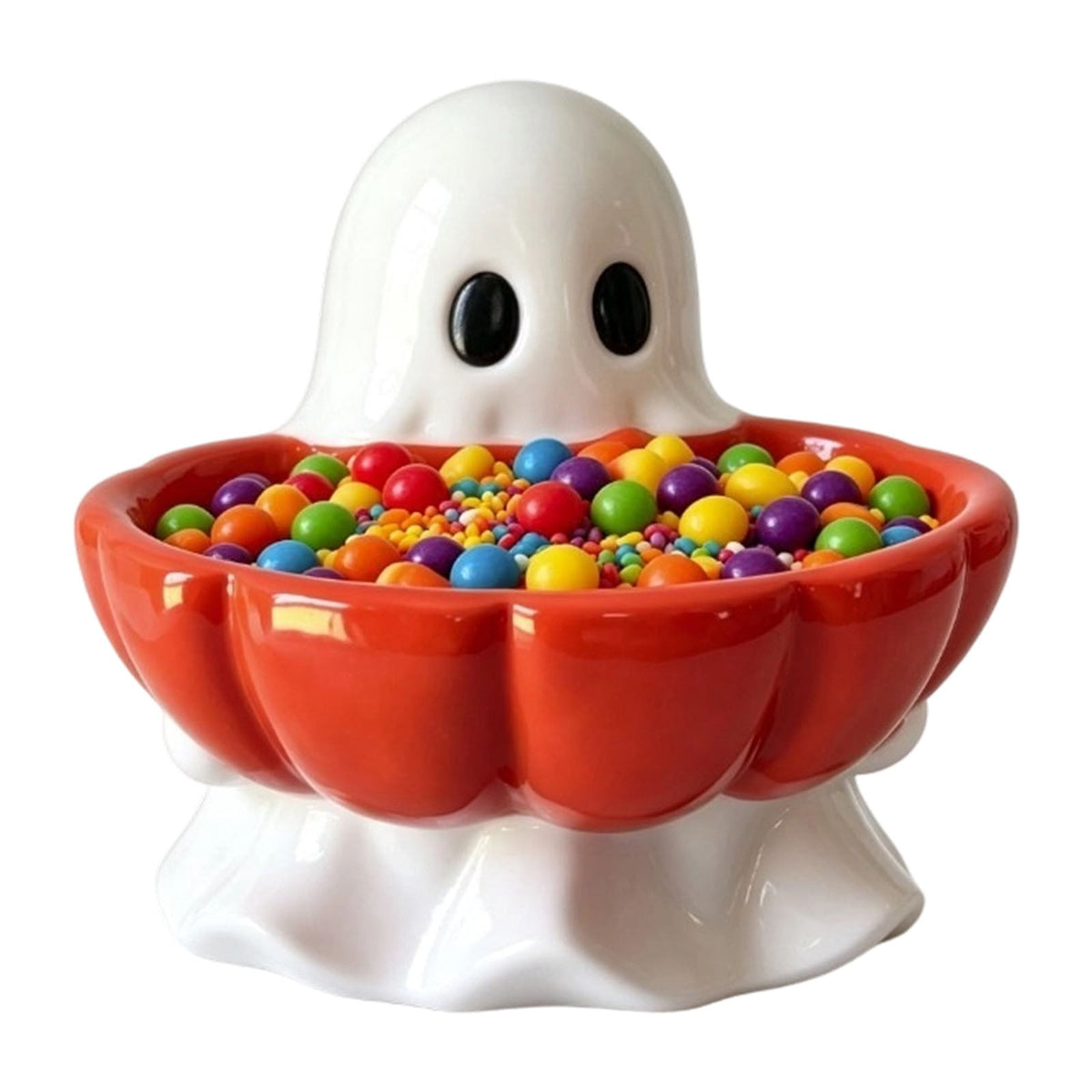 Halloween Decoration Ghost Figurine 11in Resin Ghost Statues with Pumpkin Candy Bowl for Outdoor Indoor Front Door, Porch Yard Lawn Party Decor