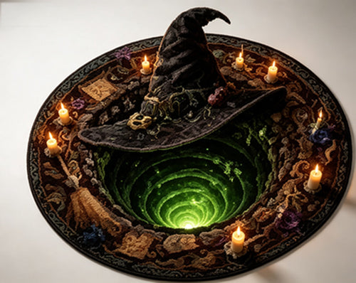 3D Halloween Round Rug, Illusion Halloween Round Mat, Funny Rug with Non-Slip Soft Visual Effect Door Mat for Living Room Indoor Decor