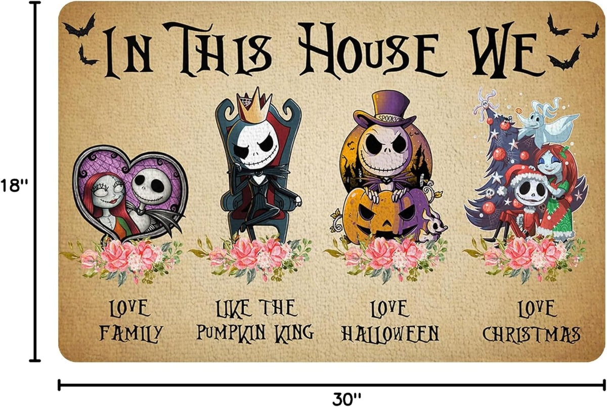 Jack Skeleton Door Mat 30x17 inch, Nightmare Christmas Welcome Doormat, Nightmare Christmas Gfits, Nightmare Christmas Decor