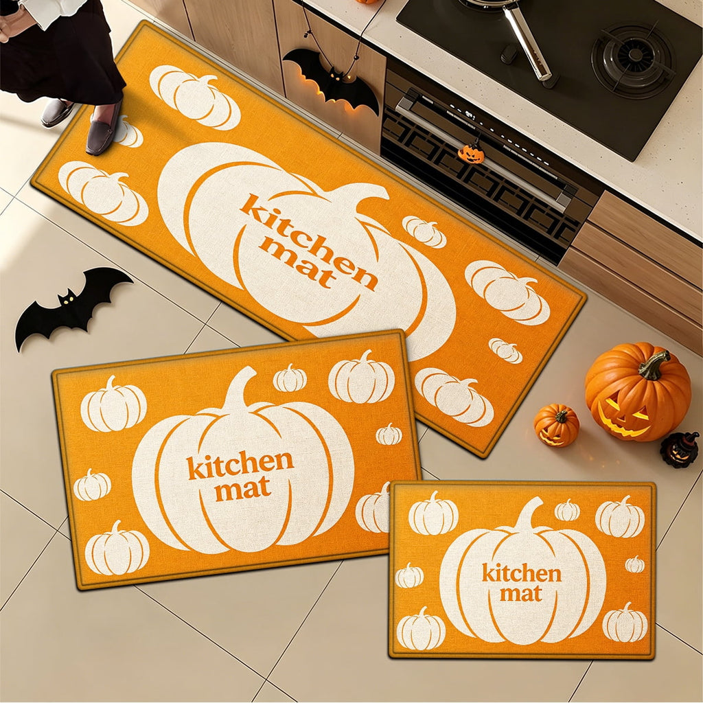 YIMEIS Halloween Orange Ghost Pumpkin Black Cat 1Pc Flannel Mat & Kitchen Rugs,Soft Non-slip,16''×24'' Inches,for Entryway Bathroom