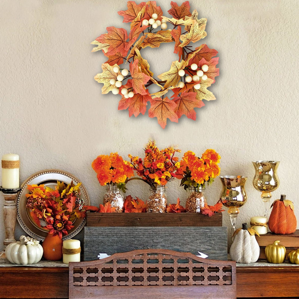 halloween decor Halloween door wreaths, maple leaf wreaths, autumn and winter wreaths, Christmas and Thanksgiving family decorations