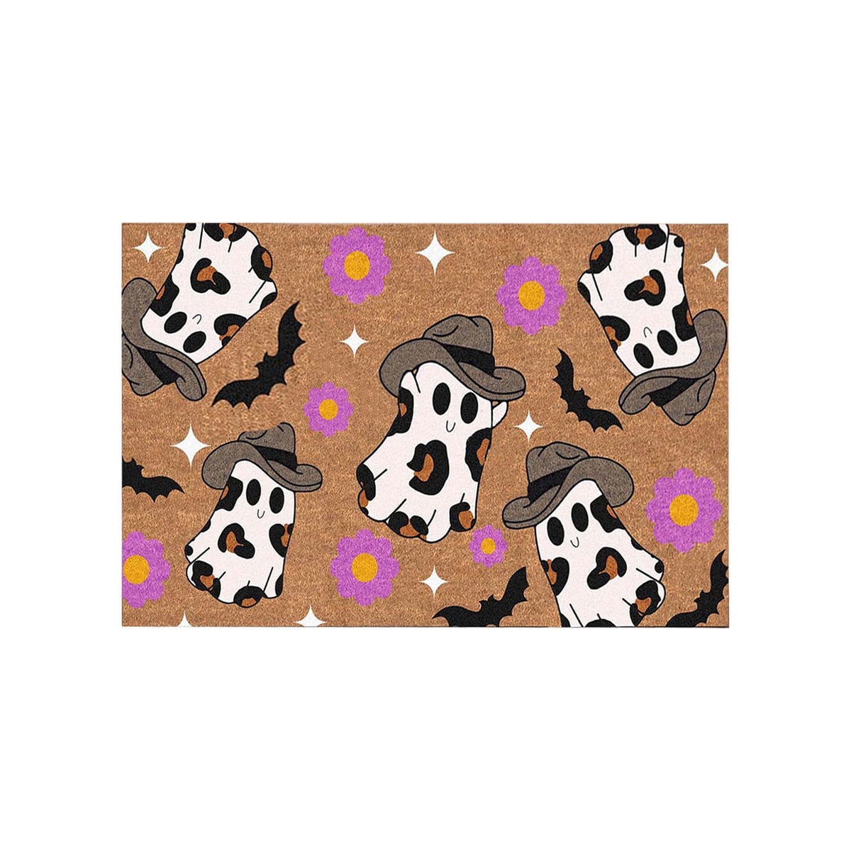 Ghost Cowboy Doormat for Halloween, Halloween Decroation Rug, Boo Doormats Washable Fall Door Mats Spooky Door Decor for Outside Patio Floor Entry Porch Garage Office