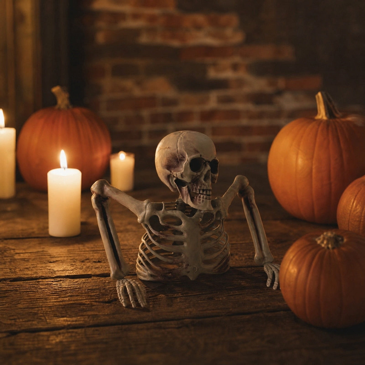 Halloween Ground Breaker Plastic Half Body Skeleton Decor Outdoor Yard Lawn, 8.66 × 9.45 in