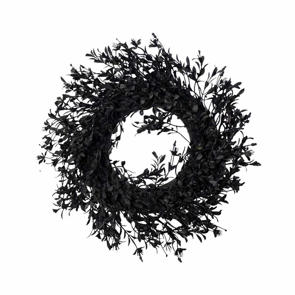 Black Halloween Wreath Decoration, Artificial Dark Leaf Door Garland For Halloween Thanksgiving Fall Festival, Gothic Front Door Wall Fireplace Window Porch Party Home Decor