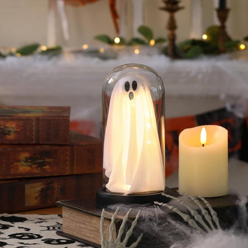 Diceymbol 11.81 Inch Halloween Ghost Night Light, Witch Hat Ghost Lamp with Jack O Lantern, Halloween Decorations Indoor for Table Mantel Party Decor