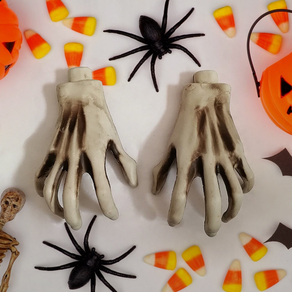 Witch Skeleton Hands for Halloween - 1 Pair Realistic Scary Hands, Decoration Props for Halloween Parties, Haunted House Displays and Terror Decor