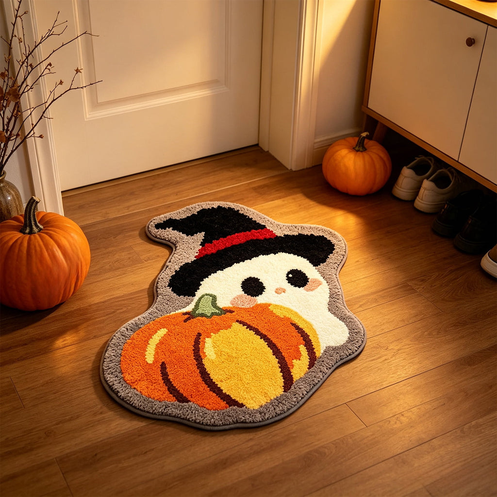 Halloween Ghost Door Mat, Cute Welcome Mat for Front Door Porch Entryway Haunted Outdoor Decor Spooky Decorative Entrance Doormat Non Slip Halloween Rug, 16" x 24"
