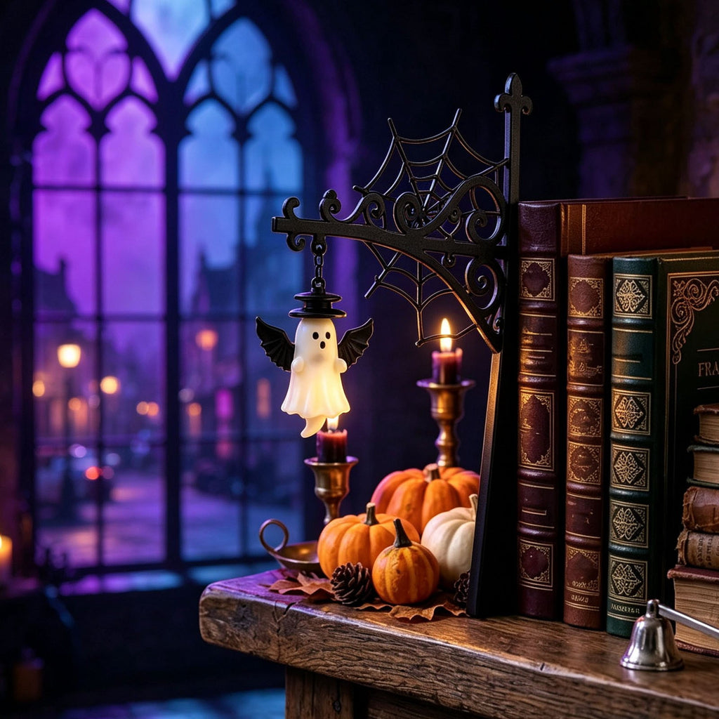 Diceymbol 11.81 Inch Halloween Ghost Night Light, Witch Hat Ghost Lamp with Jack O Lantern, Halloween Decorations Indoor for Table Mantel Party Decor